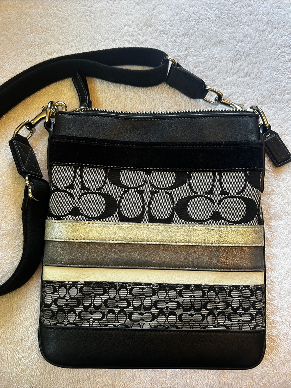 Coach Signature Patchwork Stripe Crossbody bag